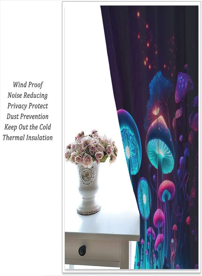 LOMADIA Mushroom Curtain, Retro Abstract Dream Mushroom Home Decor Windows Rod Pocket Curtain for Bedroom Living Room Kitchen Office Drapes 42x63in - Image 4